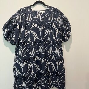 Ann Mashburn Balloon Sleeve Mini - XL Textured Blue Print